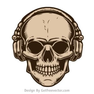 skull with headphone illustration