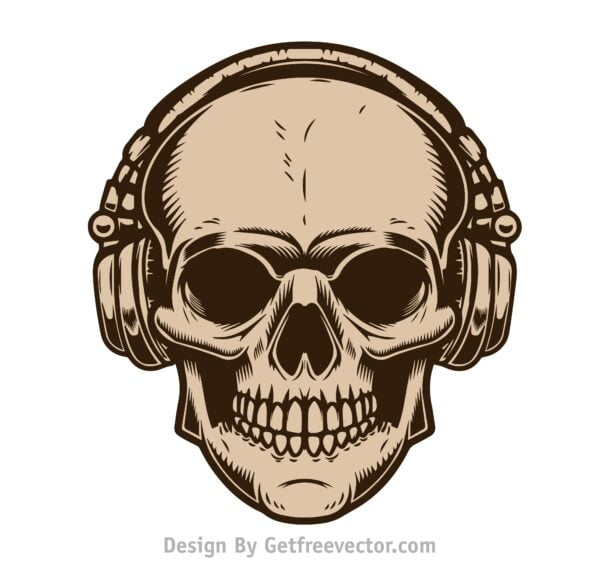 skull with headphone illustration