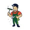 Cleaning man character mascot