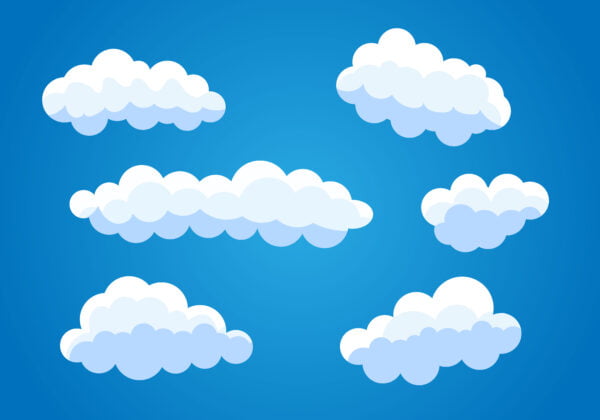 Hand drawn cartoon clouds collection vector