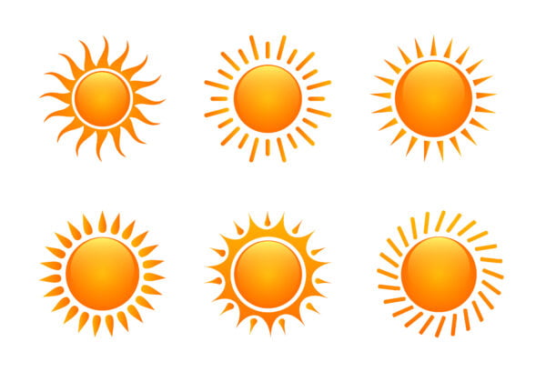 3d style Variety of suns icons design vector