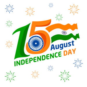 15 August text independence day design with indian flag Free Download