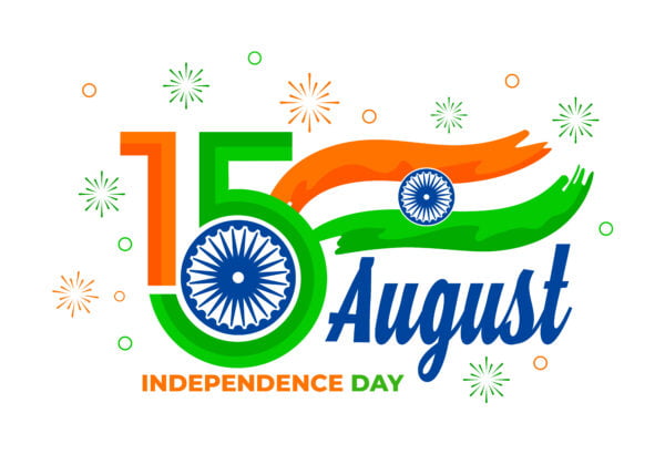 Creative15 august text independence day background with indian flag