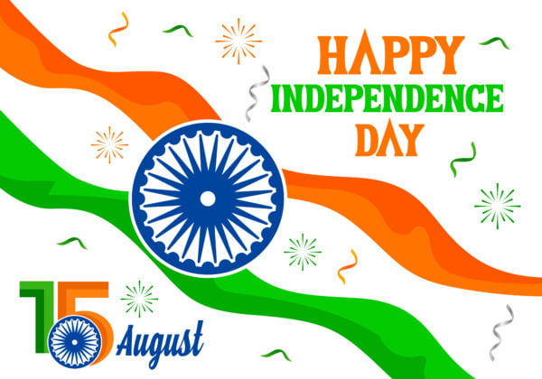 Happy independence day design with indian flag background