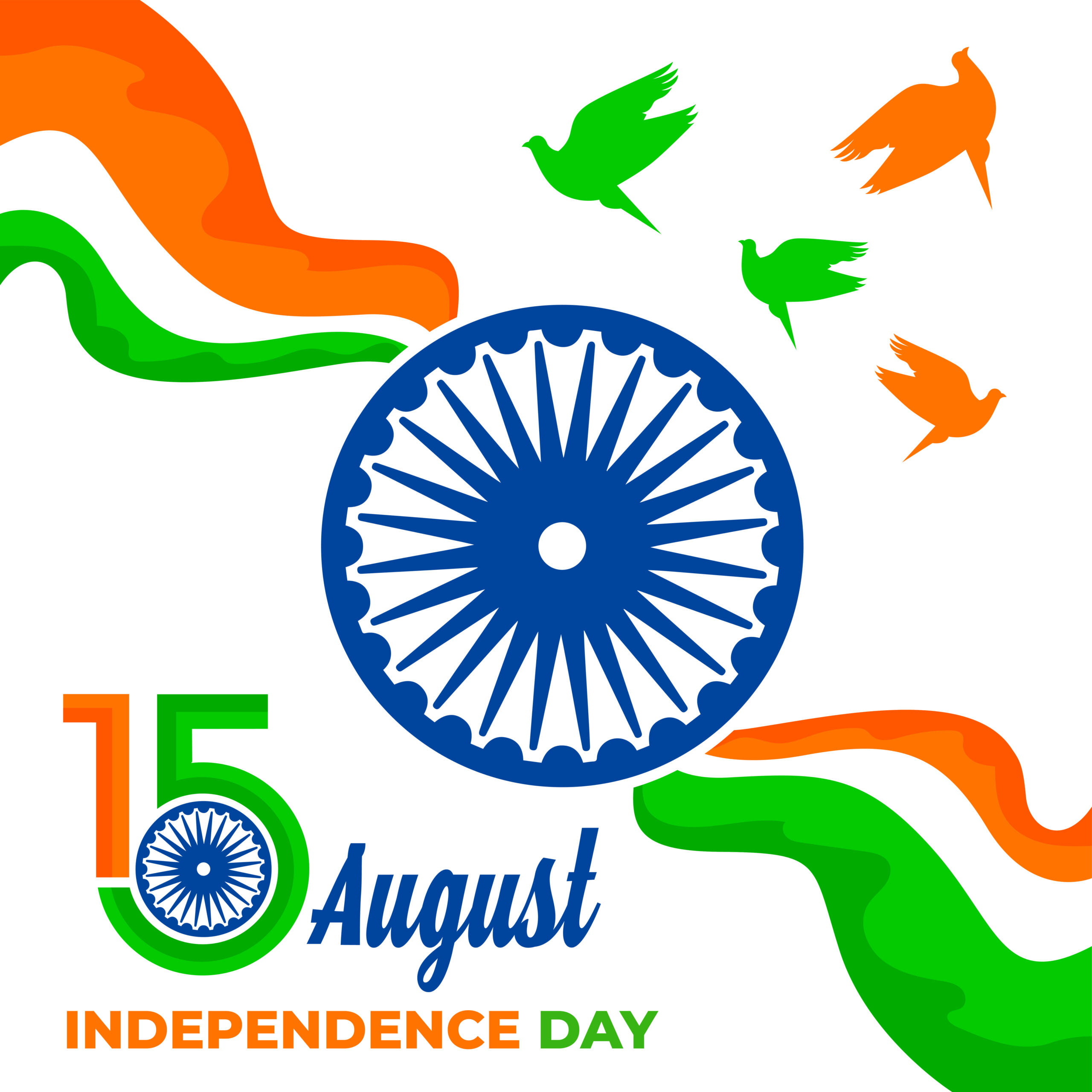 Happy Independence Day Template Illustrations With Birds Free Download