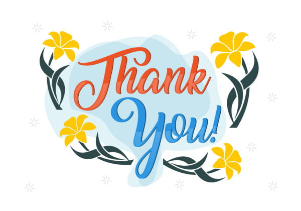 Thank you text background illustration with flower