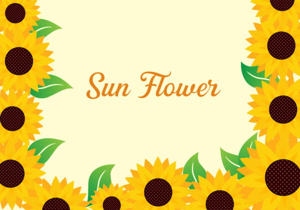 Hand drawn flat sunflower border design background Free Download