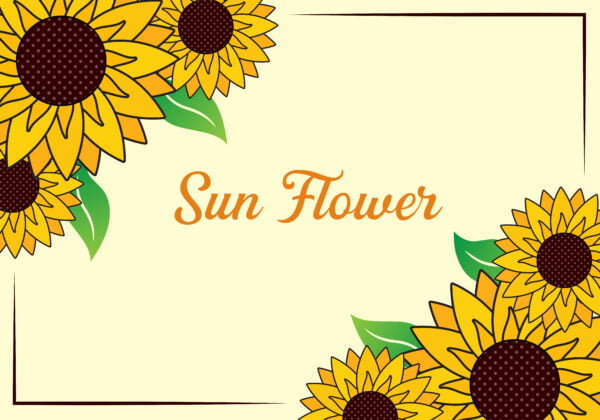 Hand drawn flat sunflower border frame design