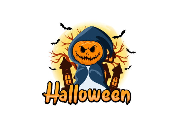 Halloween Devil Ghost Illustration design with bats