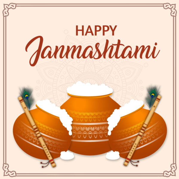 Happy janmashtami dahi handi festival design vector