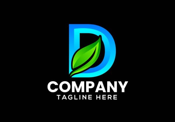 Letter D Leaf Logo Illustration Design Template