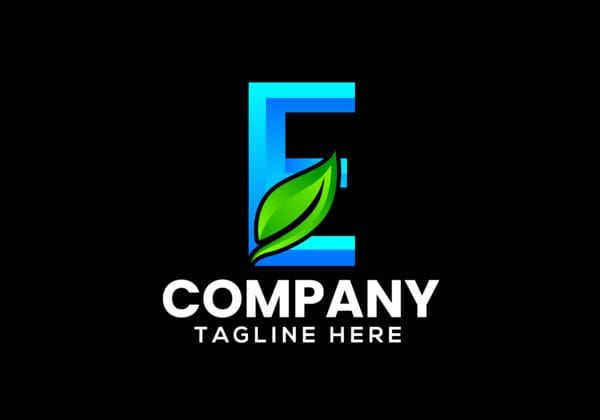 Letter E Leaf Logo Illustration Design Template