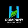 Letter H Leaf Logo Illustration
